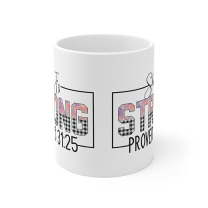 Inspirational Proverbs Mug 11oz - "She Is Strong" Design - Image 2