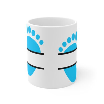 Blue Baby Feet with Name Plate | White Ceramic Mug 11oz. - Image 2