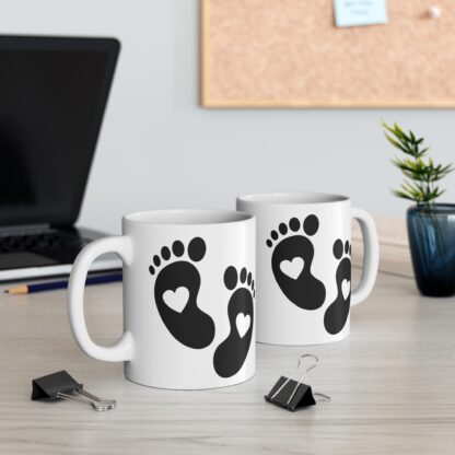 Baby Feet with Hearts | White Ceramic Mug 11oz