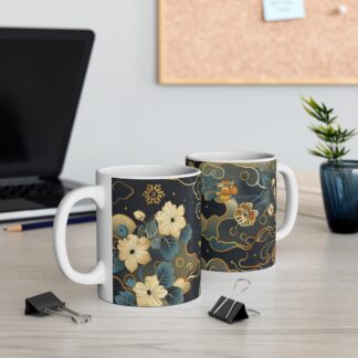 Elegant Floral Cloud Design Mug - 11oz Coffee Cup for Nature Lovers
