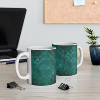 Elegant Teal Patterned Mug - 11oz Coffee Cup for Home & Office