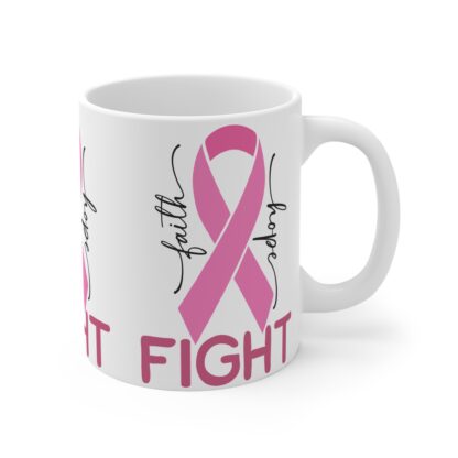 Hope & Faith Pink Ribbon Mug - 11oz Inspirational Coffee Cup - Image 4