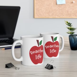Teacher Life Coffee Mug - Perfect Gift for Teachers, Red Apple Design, Classroom Supplies, Back to School, Teacher Appreciation