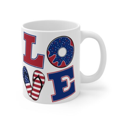 Patriotic Love Mug - 11oz USA Themed Coffee Cup with Fun Donut and Flip Flop Designs - Image 4