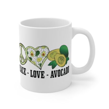 Peace Love Avocado Mug - 11oz Ceramic Coffee Cup for Avocado Lovers - Image 4