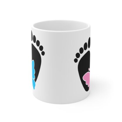 Baby Footprints with Blue & Pink Butterflies | White Ceramic Mug 11oz - Image 2