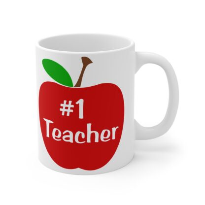 #1 Teacher Apple design | 11oz Ceramic Mug - Image 4