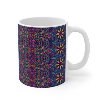 Colorful Bohemian Pattern Mug - 11oz Coffee Cup for Artistic Vibes - Image 4