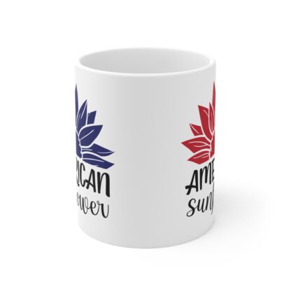 Patriotic American Sunflower Mug - 11oz Coffee Cup for Independence Day & Everyday Use - Image 2