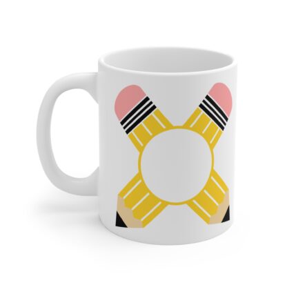 Pencil Monogram Frame Design Mug - 11oz Coffee Cup - Image 3