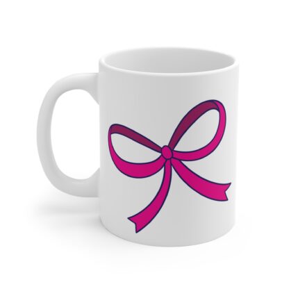 Pink Ribbons | White Ceramic Mug 11oz - Image 3