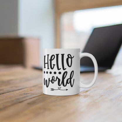 Hello World Inspirational Coffee Mug, 11oz Ceramic Cup, Perfect Gift for New Parents, Teachers, Motivational, Home Decor, Birthday Present
