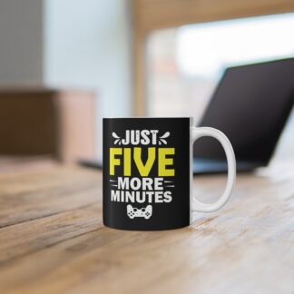 Just Five More Minutes Gaming Mug | Coffee Lover Gift | Gamer Mug | Black Ceramic Cup | Fun Office Decor | Birthday Present