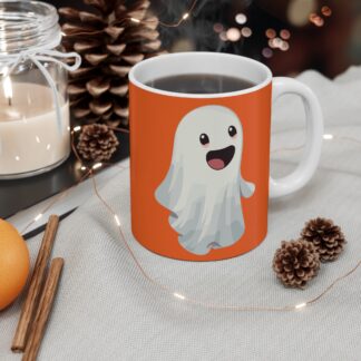 Cute Ghost Mug for Halloween, Adorable 11oz Coffee Cup, Perfect for Spooky Season, Gift for Teens and Kids, Fun Drinkware