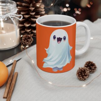 Cute Ghost Mug, Halloween Coffee Cup, Spooky Gift, Whimsical Mug, Kawaii Ghost Drinkware, Fall Decor