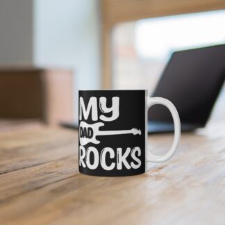 My Dad Rocks Mug - Cool Gift for Dads, Father's Day, Dad's Birthday, Music Lovers, Coffee Lovers
