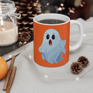 Cute Cartoon Ghost Mug, Halloween Coffee Cup, Whimsical Drinkware, Gift for Ghost Lovers, Spooky Decor