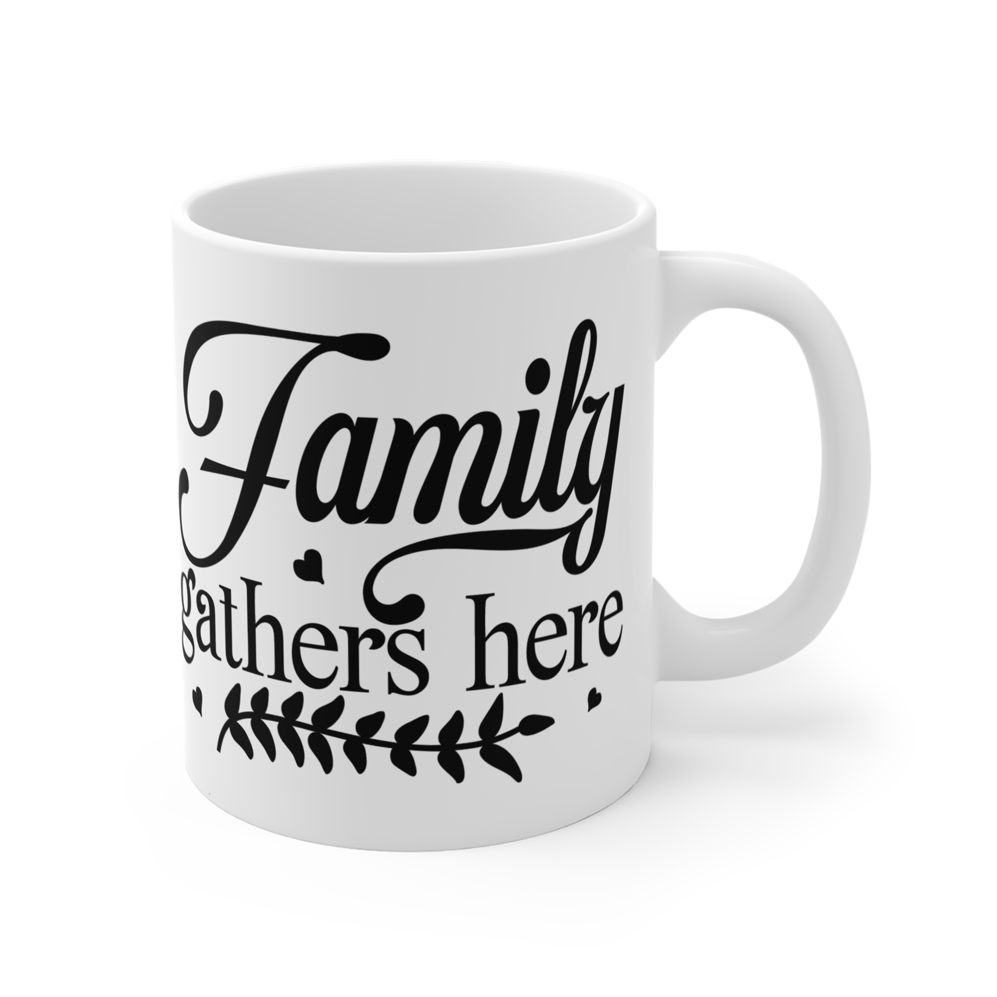 Family Gathers Here Mug - 11oz Ceramic Coffee Cup for Cozy Gatherings - Image 3