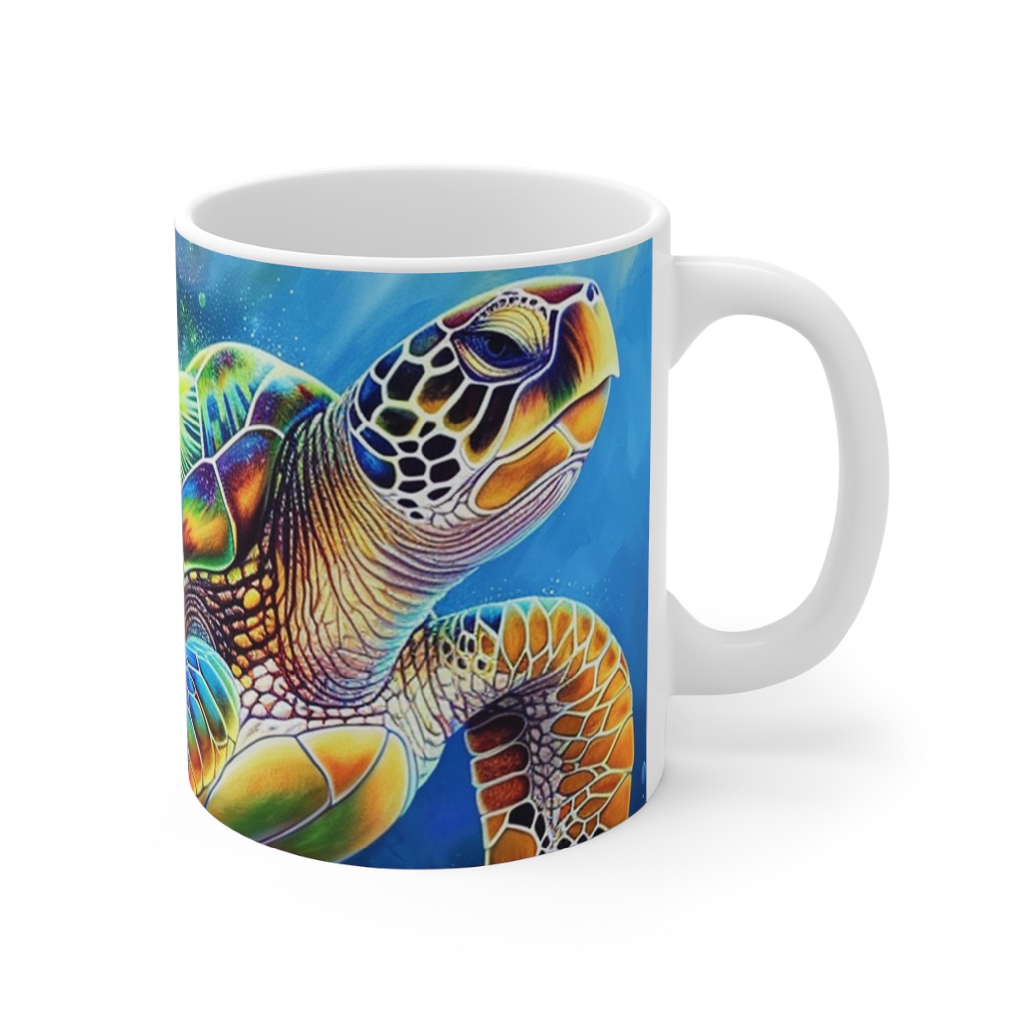 Neon Sea Turtle - Mug 11oz - Image 3