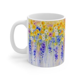 Daffodil and Hyacinth Flower Curtain 11oz Mug