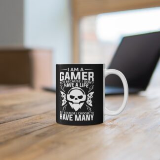 Gamer Life Mug - 11oz Black Coffee Cup with Fun Gaming Quote
