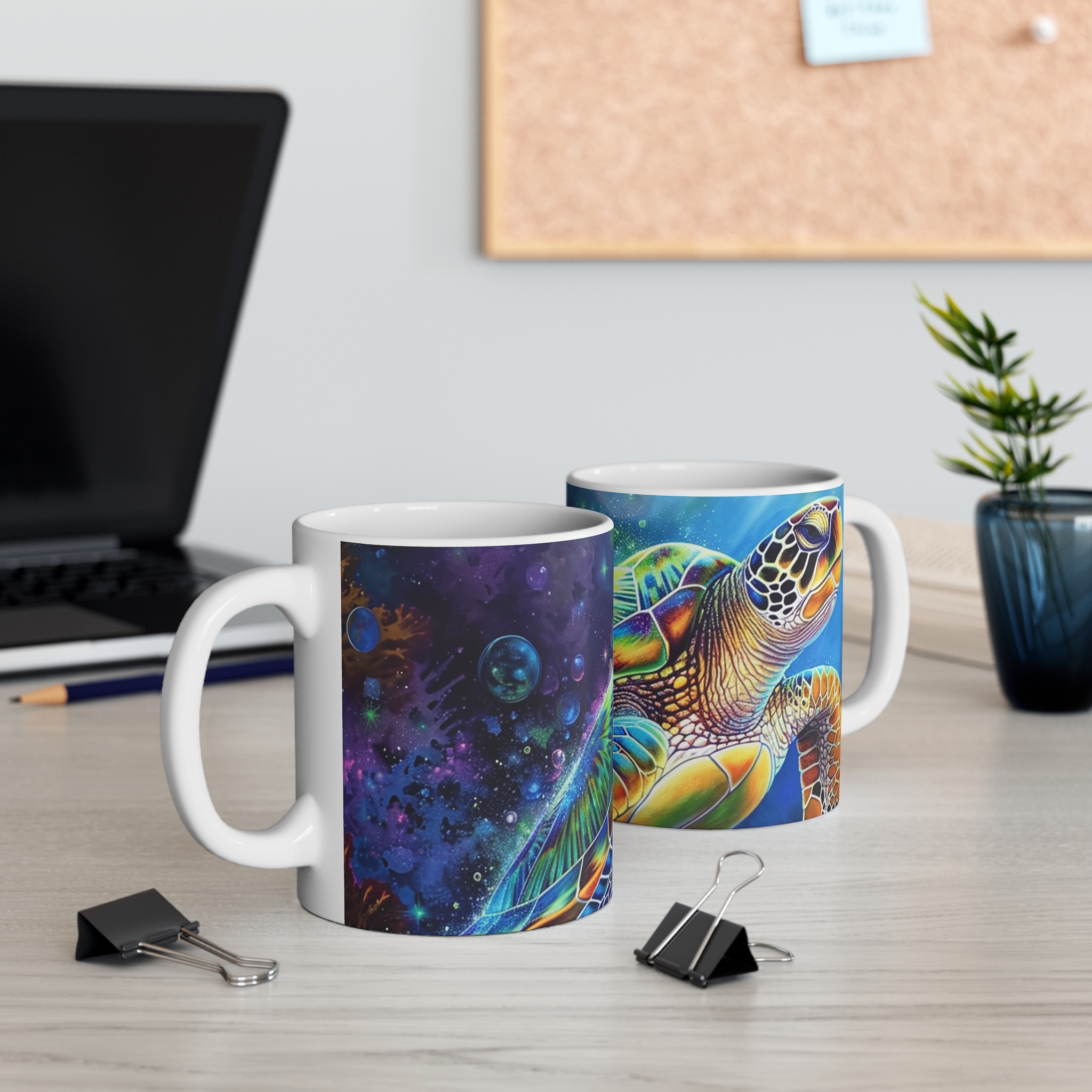 Neon Sea Turtle - Mug 11oz - Image 5