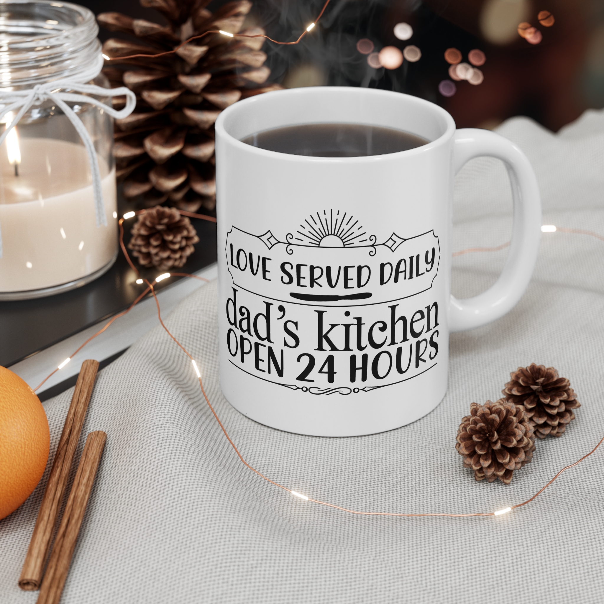 Custom Dad's Kitchen Mug - Love Served Daily, 24 Hours - Image 4