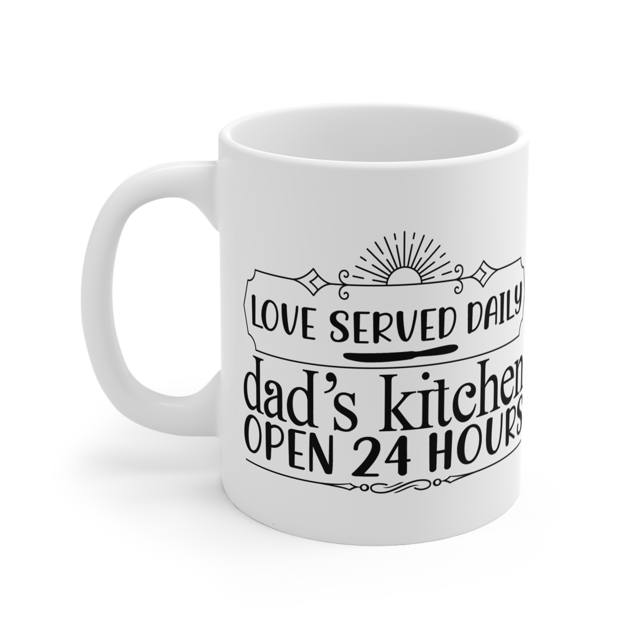 Custom Dad's Kitchen Mug - Love Served Daily, 24 Hours