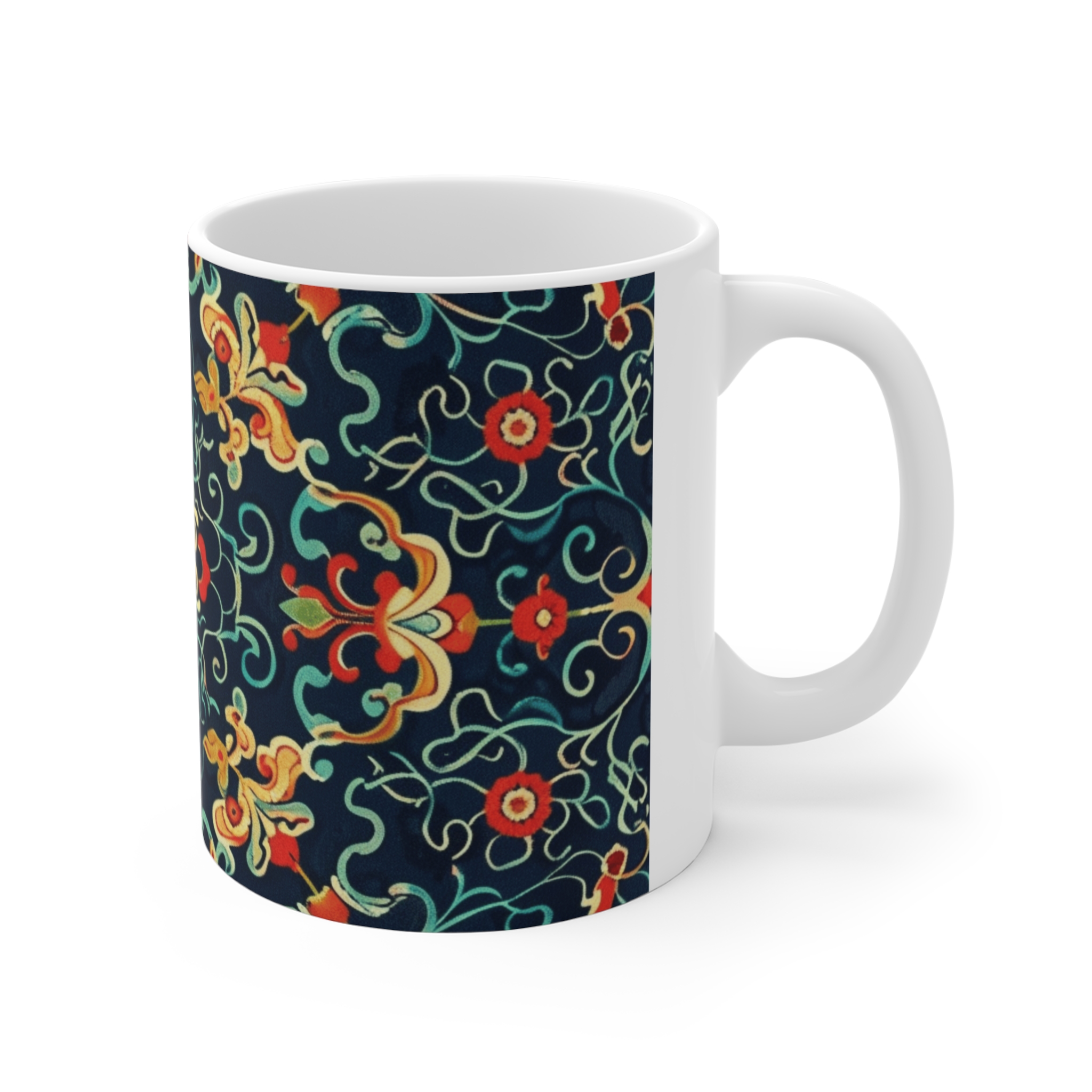 Eastern Enchantment 8 - Coffee Mug – 11oz Vintage Ceramic Drinkware for Home & Office - Image 3