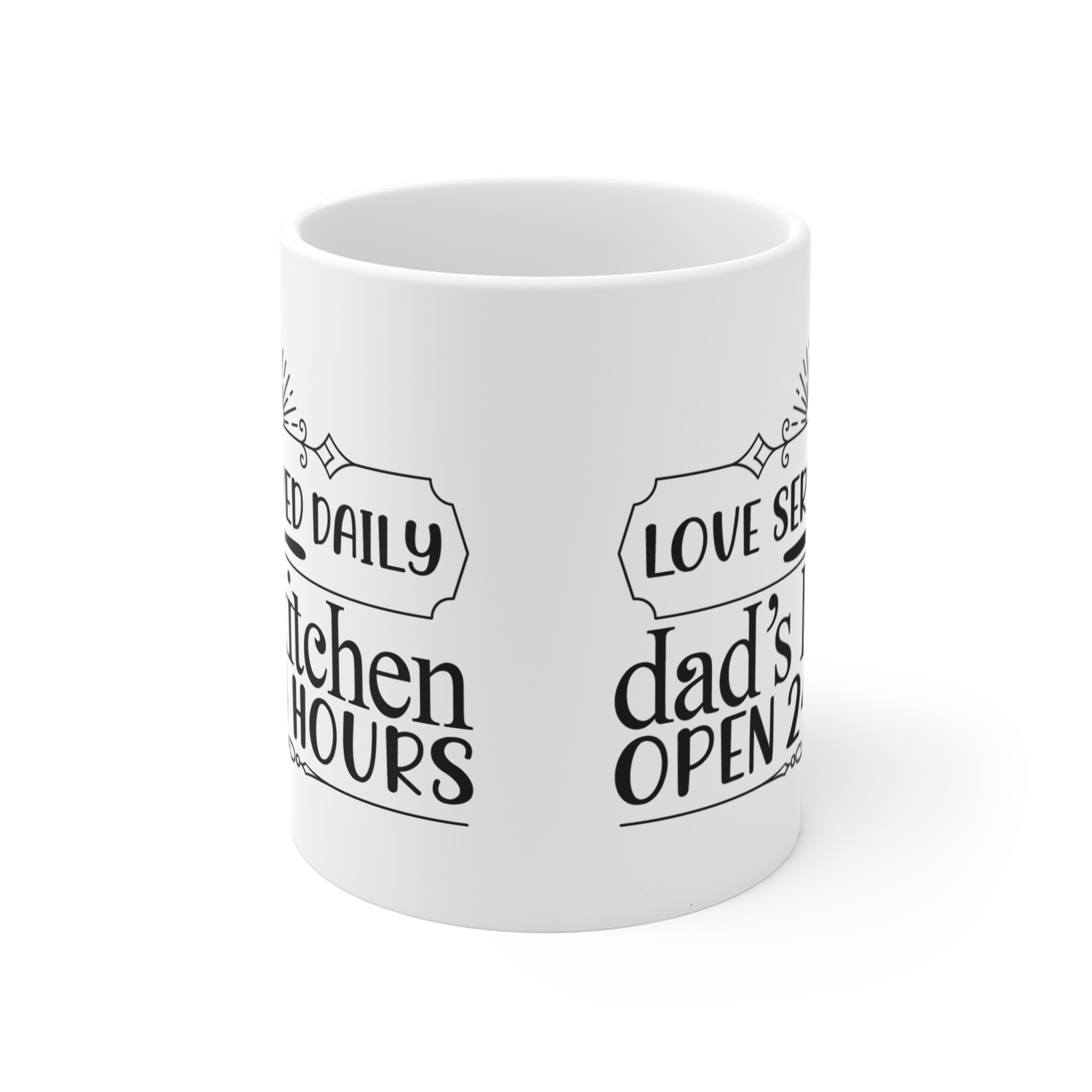 Custom Dad's Kitchen Mug - Love Served Daily, 24 Hours - Image 2
