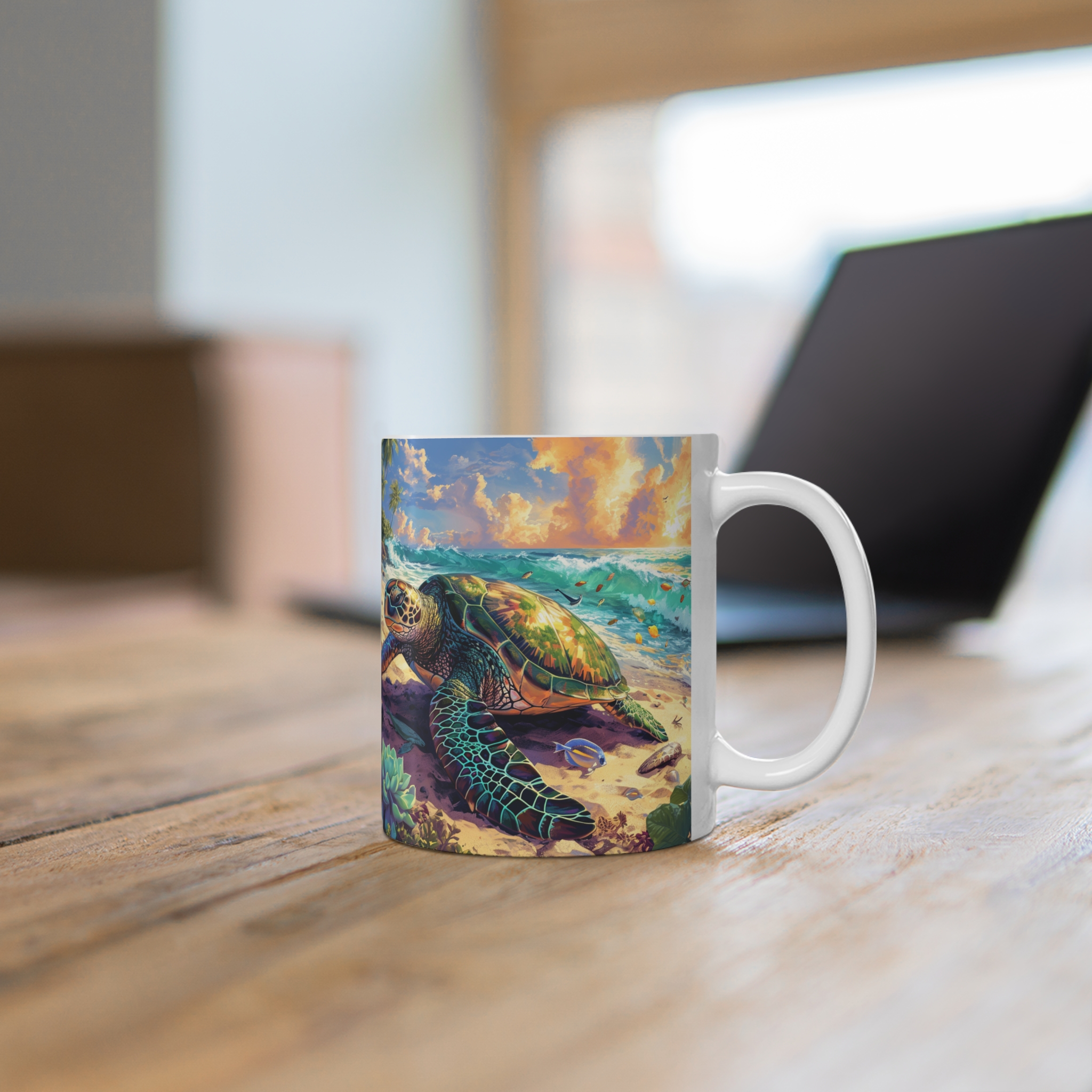 Tropical Turtle Mug 11oz - Vibrant Sea Life Design for Nature Lovers - Image 5