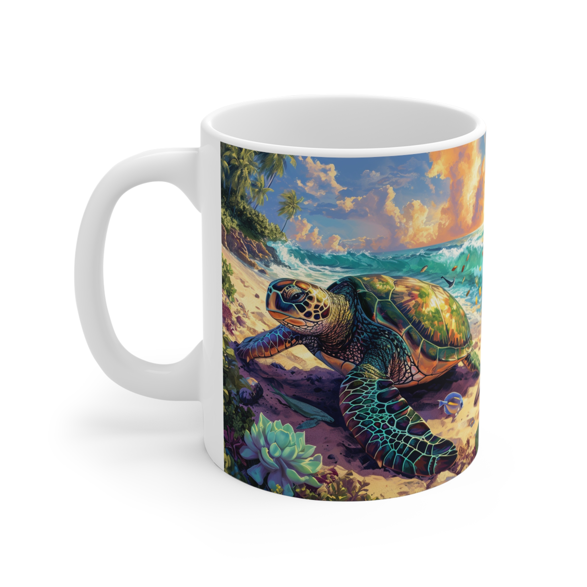 Tropical Turtle Mug 11oz - Vibrant Sea Life Design for Nature Lovers
