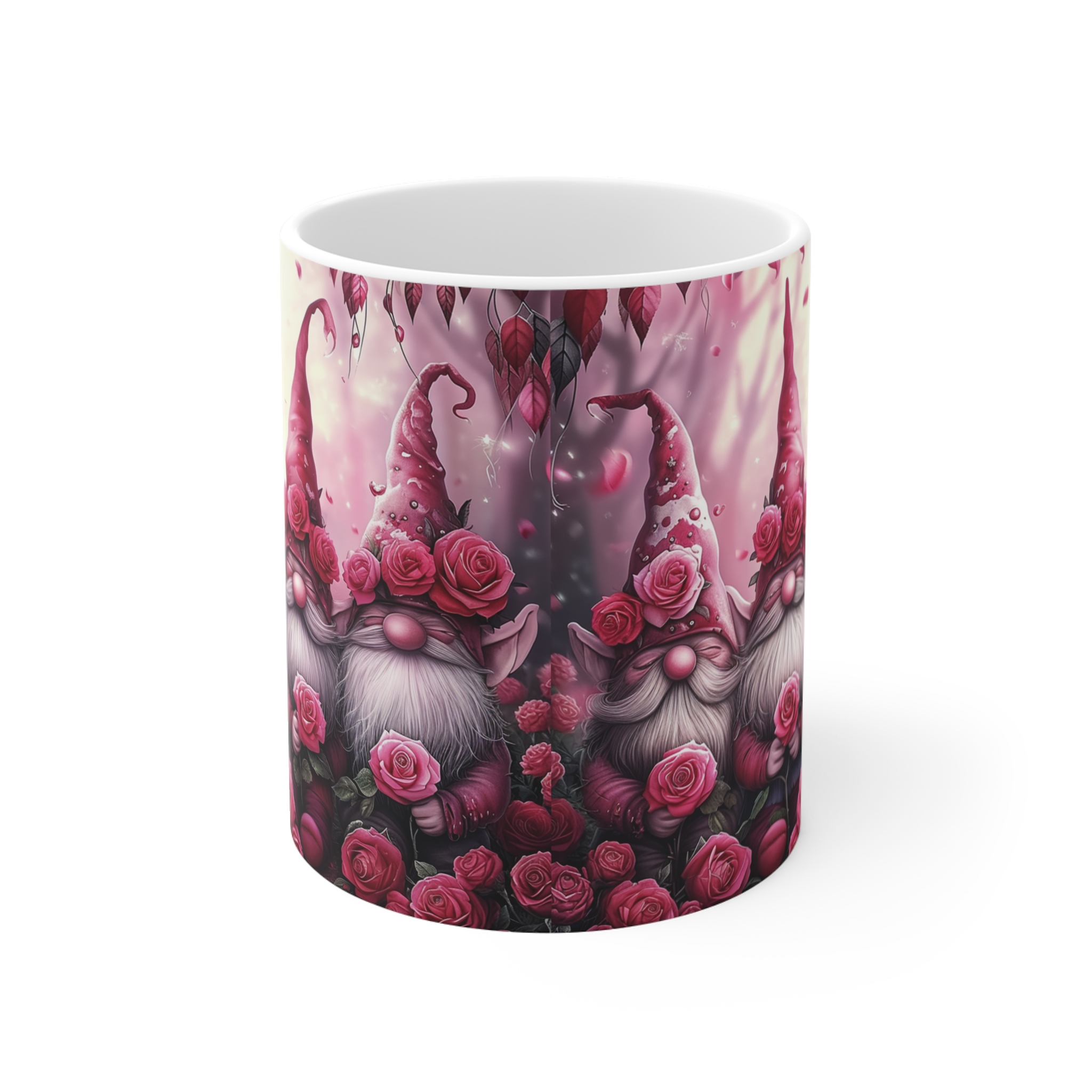 Elves Dwarf Mug with Roses - 11oz Ceramic Coffee Cup for Garden Lovers