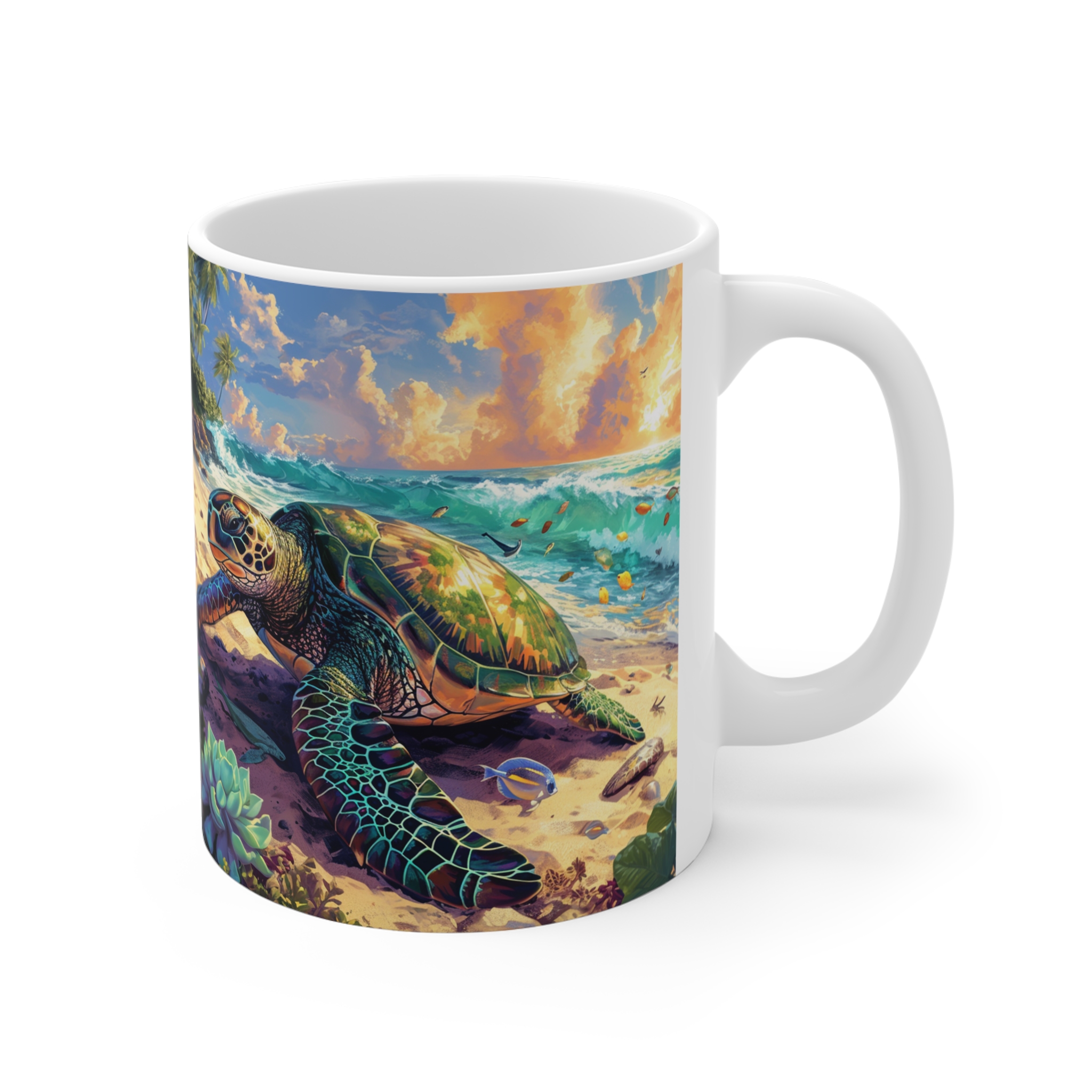 Tropical Turtle Mug 11oz - Vibrant Sea Life Design for Nature Lovers - Image 3