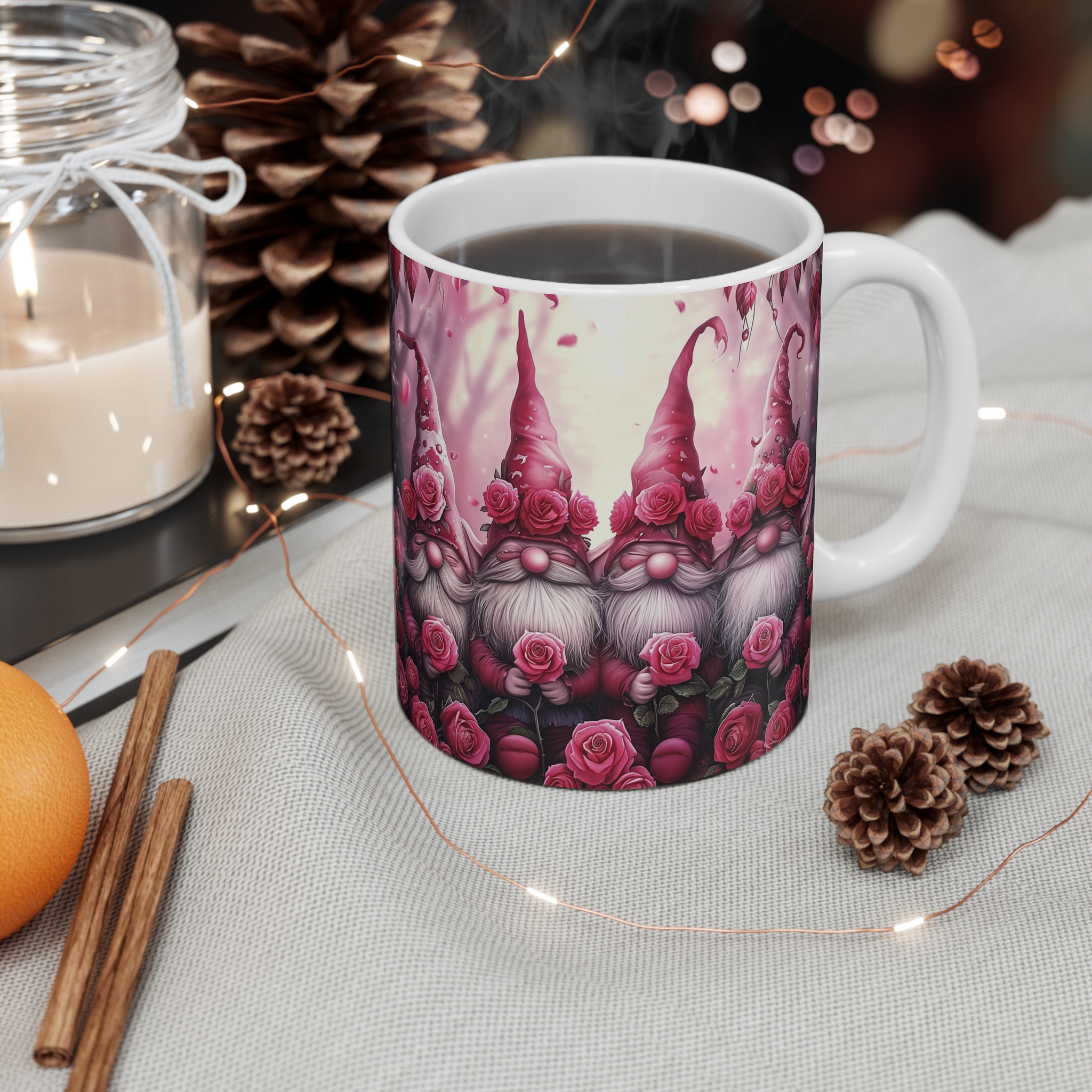 Elves Dwarf Mug with Roses - 11oz Ceramic Coffee Cup for Garden Lovers - Image 4