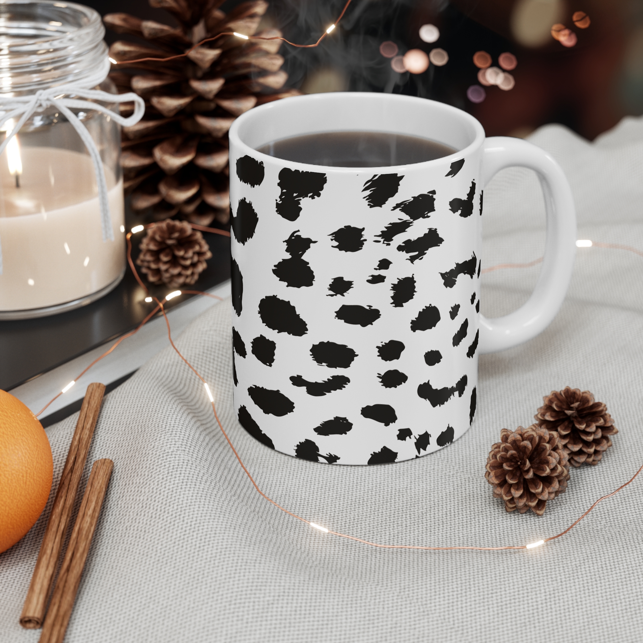 Chic Leopard Print Black Mug 11oz - Image 4