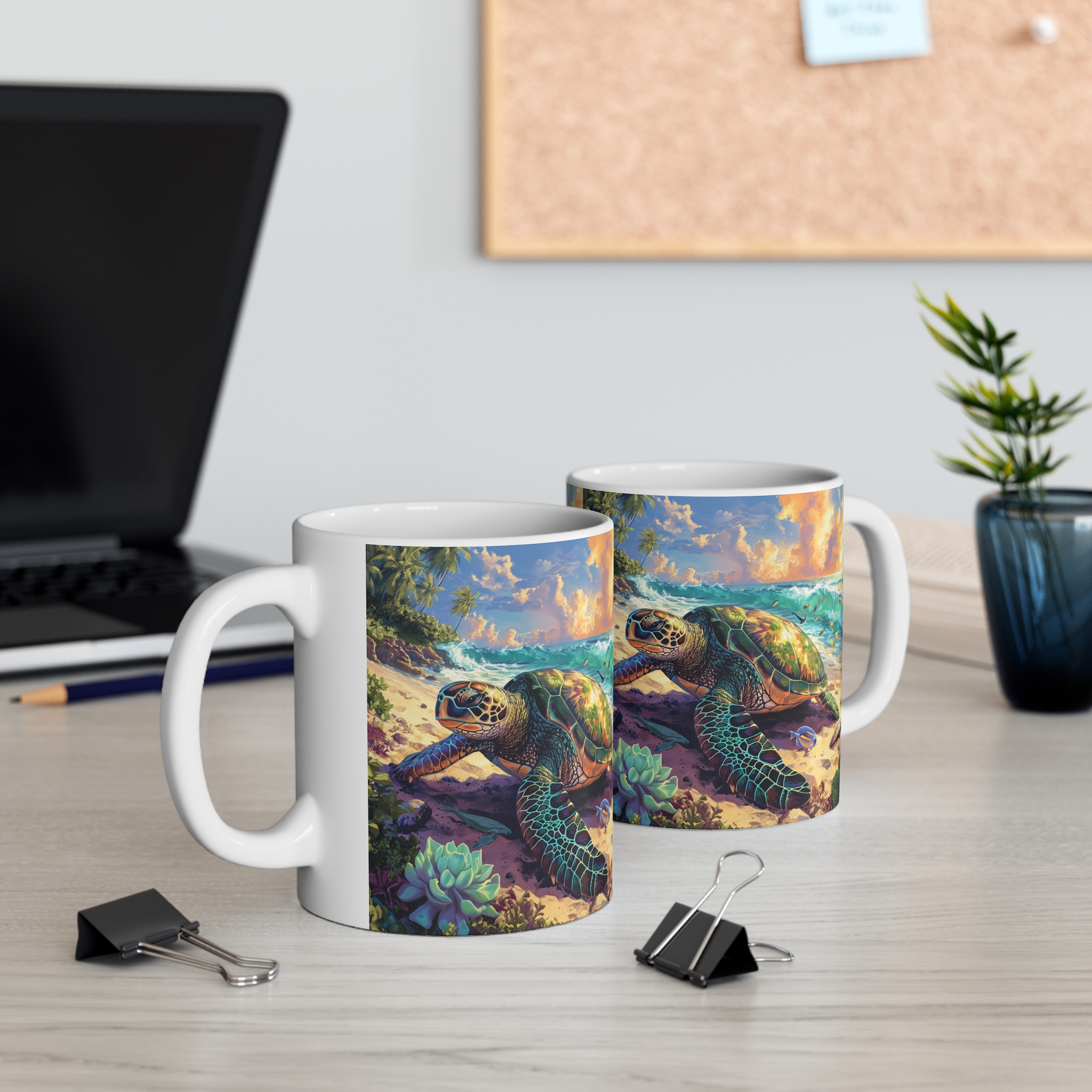 Tropical Turtle Mug 11oz - Vibrant Sea Life Design for Nature Lovers - Image 6