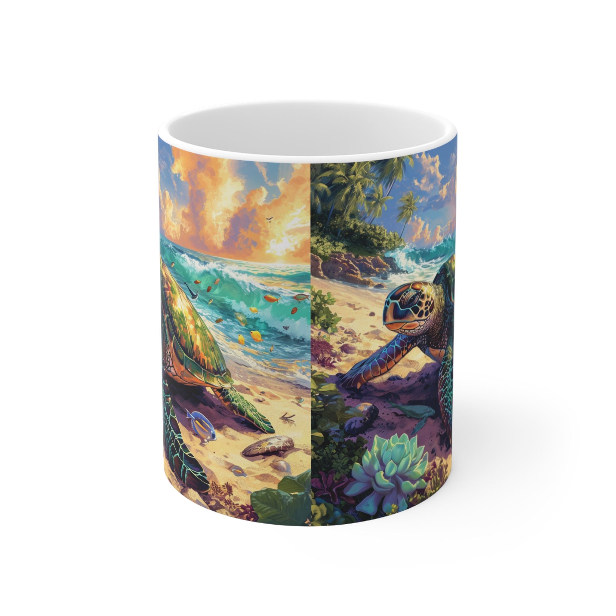 Tropical Turtle Mug 11oz - Vibrant Sea Life Design for Nature Lovers - Image 2