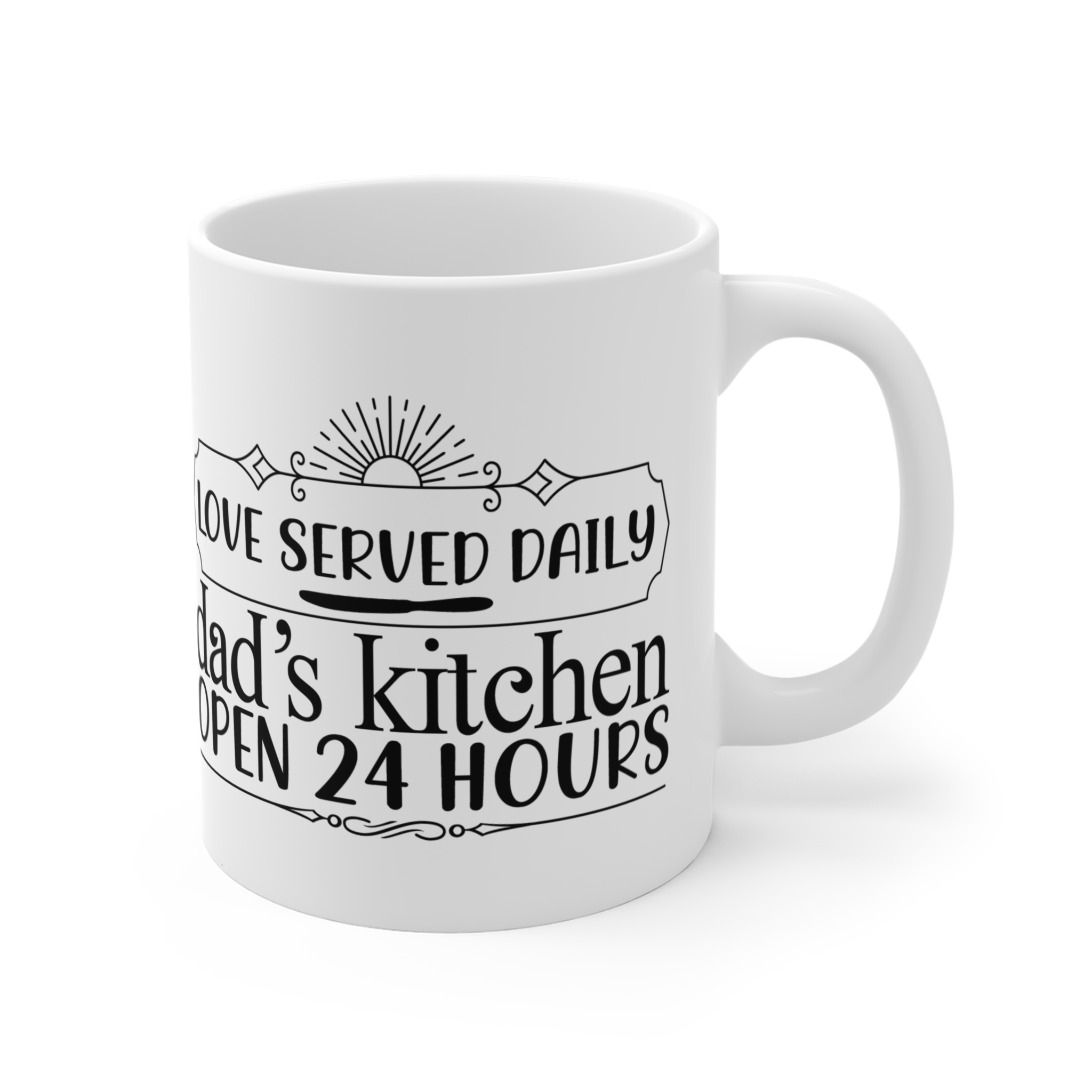 Custom Dad's Kitchen Mug - Love Served Daily, 24 Hours - Image 3