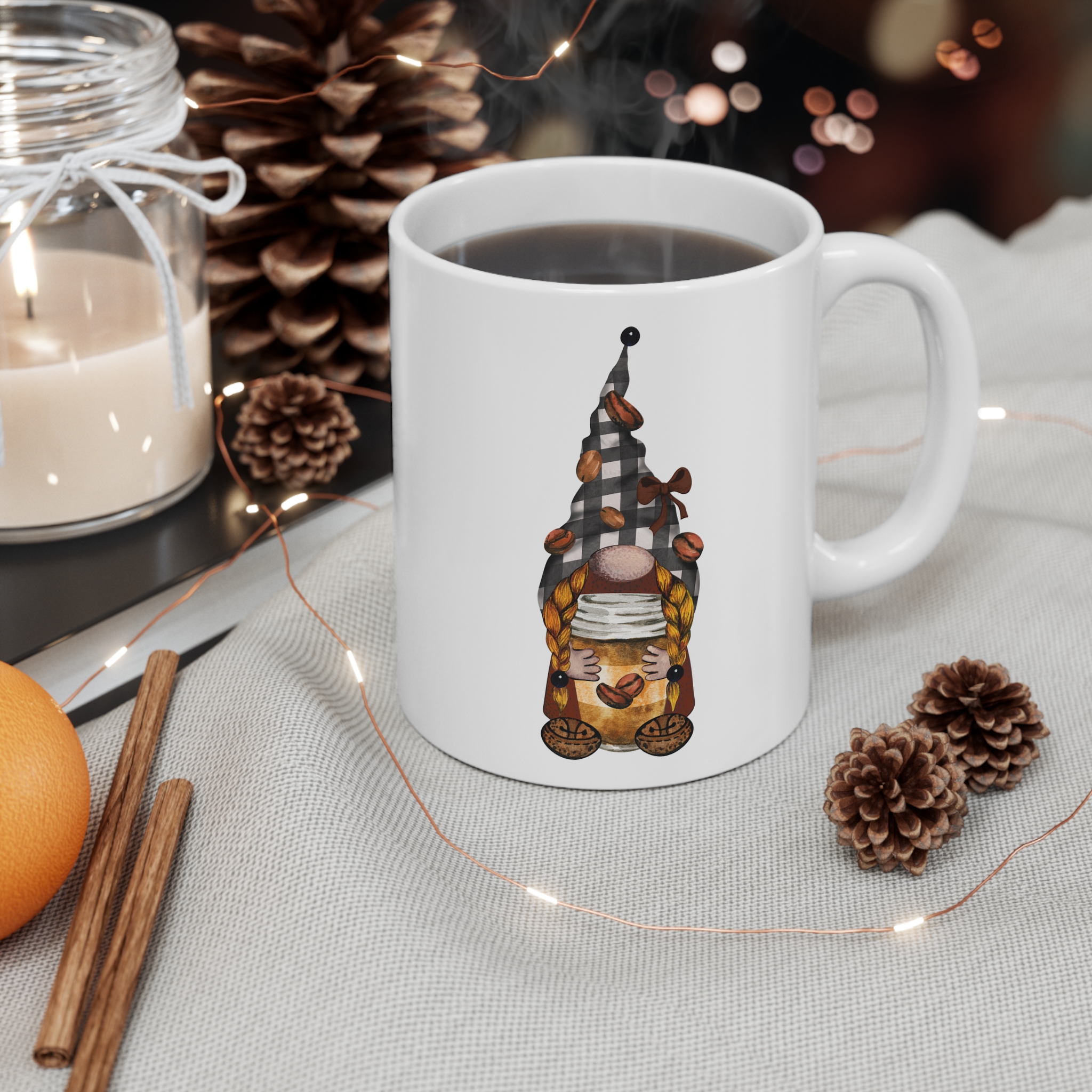 Coffee Lover's Cheerful Gnome Mug - 11oz - Image 4