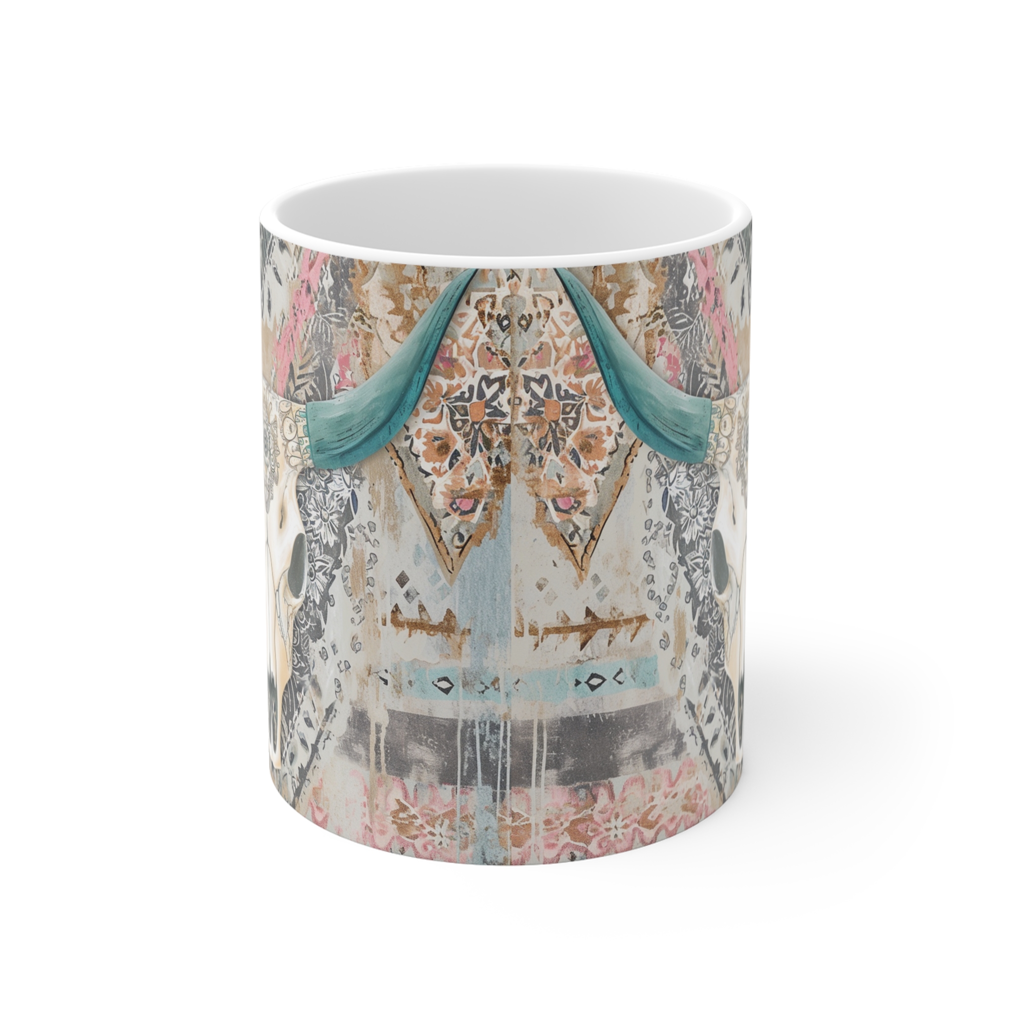 Country Western Cow Skull Mug 11oz - Unique Artistic Design for Coffee Lovers - Image 2