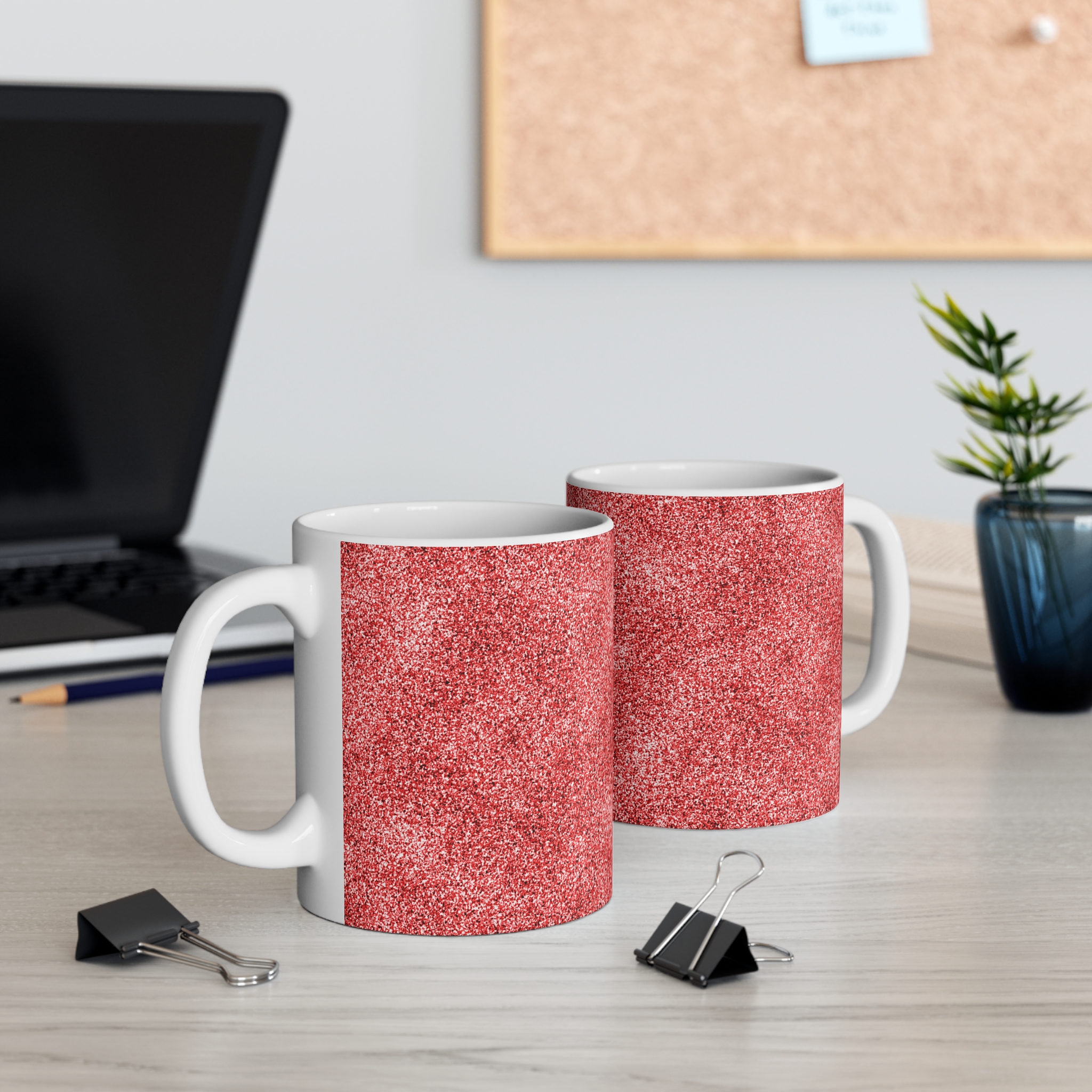 Spring Glitter Easter Red Mug - 11oz Ceramic Coffee Cup for Warm Drinks - Image 5