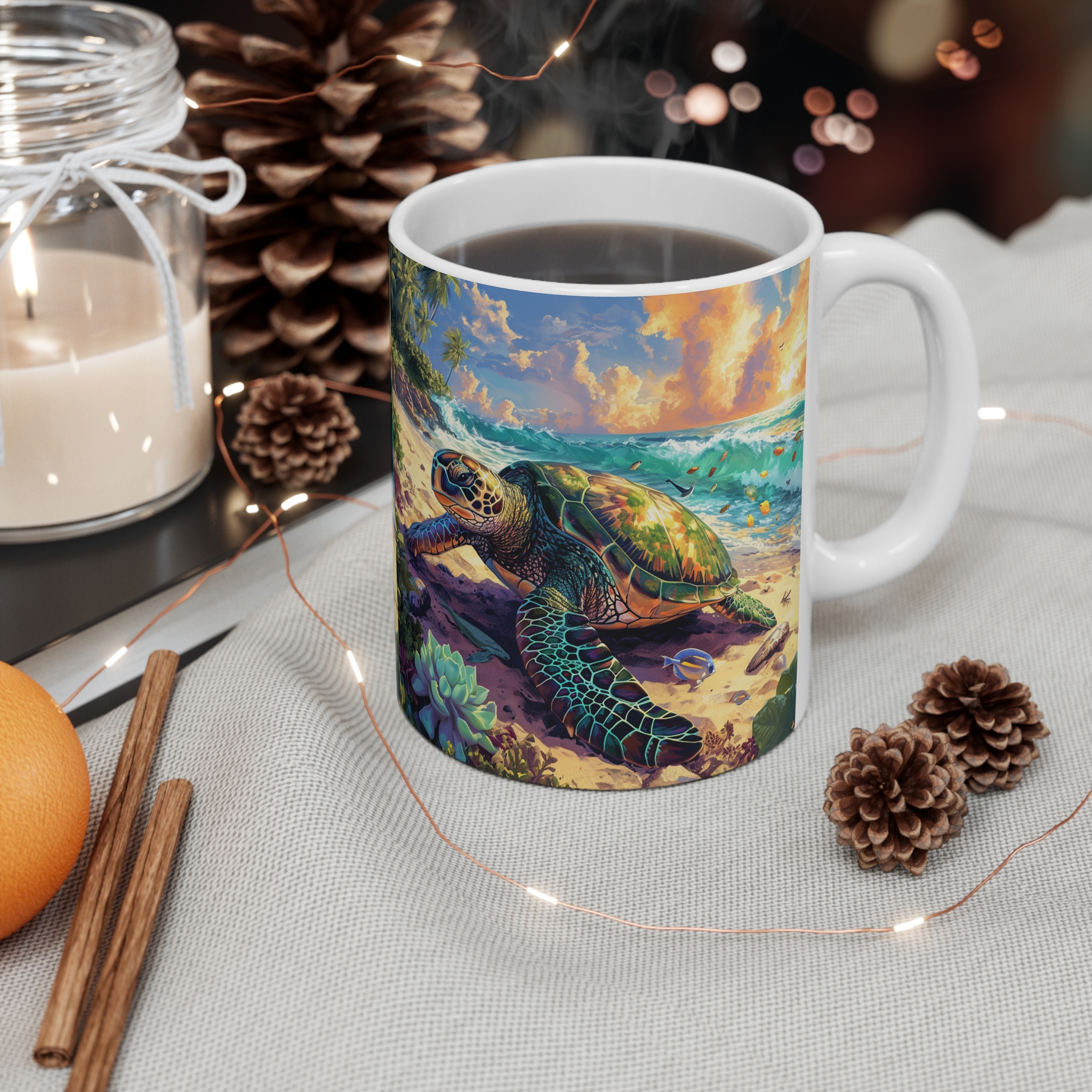 Tropical Turtle Mug 11oz - Vibrant Sea Life Design for Nature Lovers - Image 4