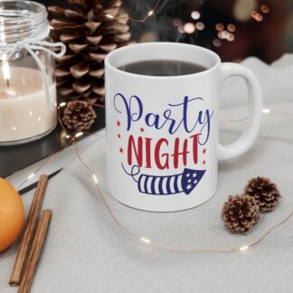 Party Night Mug — 11oz Patriotic Fireworks Coffee Cup (4th of July Celebration)