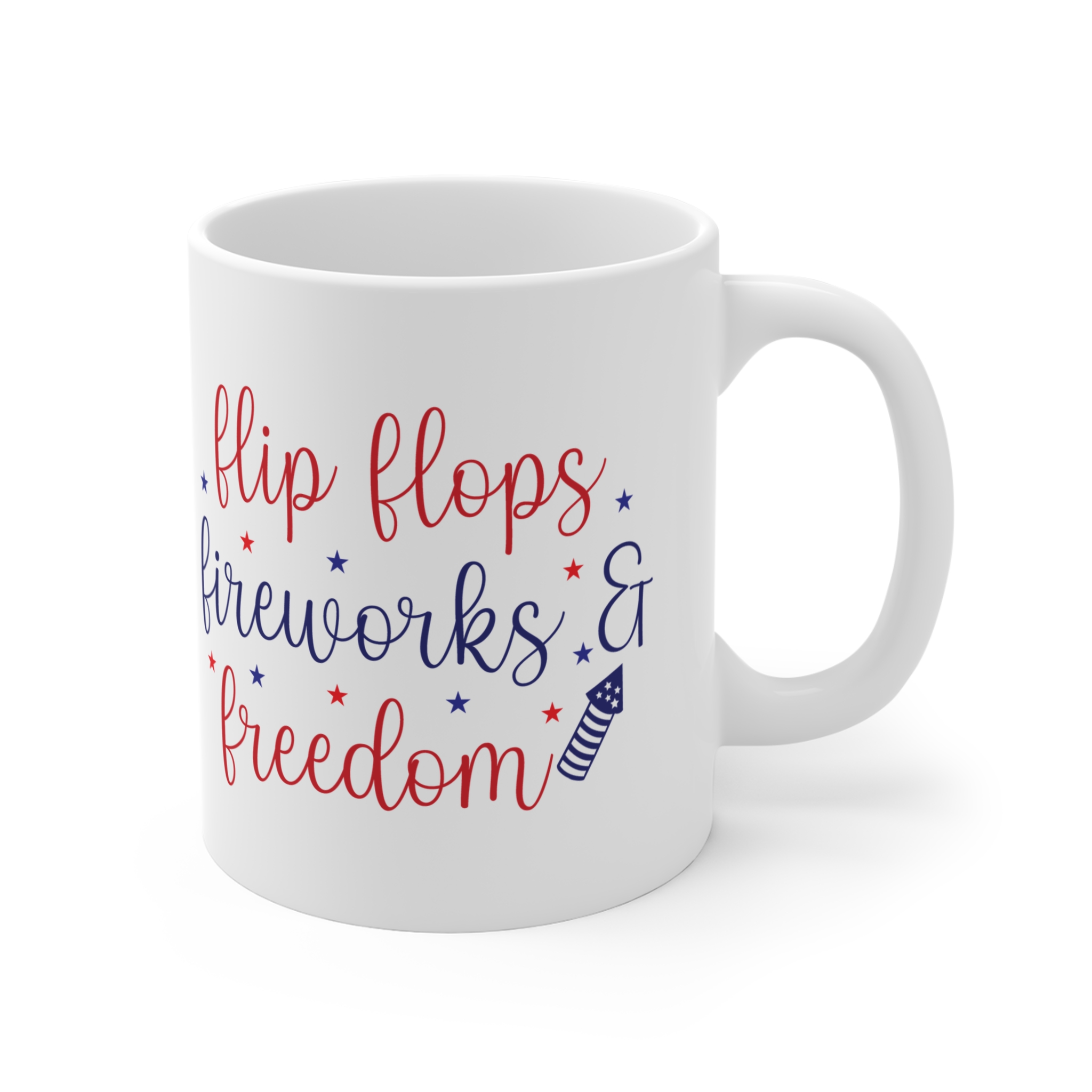 Flip Flops Fireworks & Freedom Mug — 11oz Patriotic Fourth of July Coffee Cup - Image 4