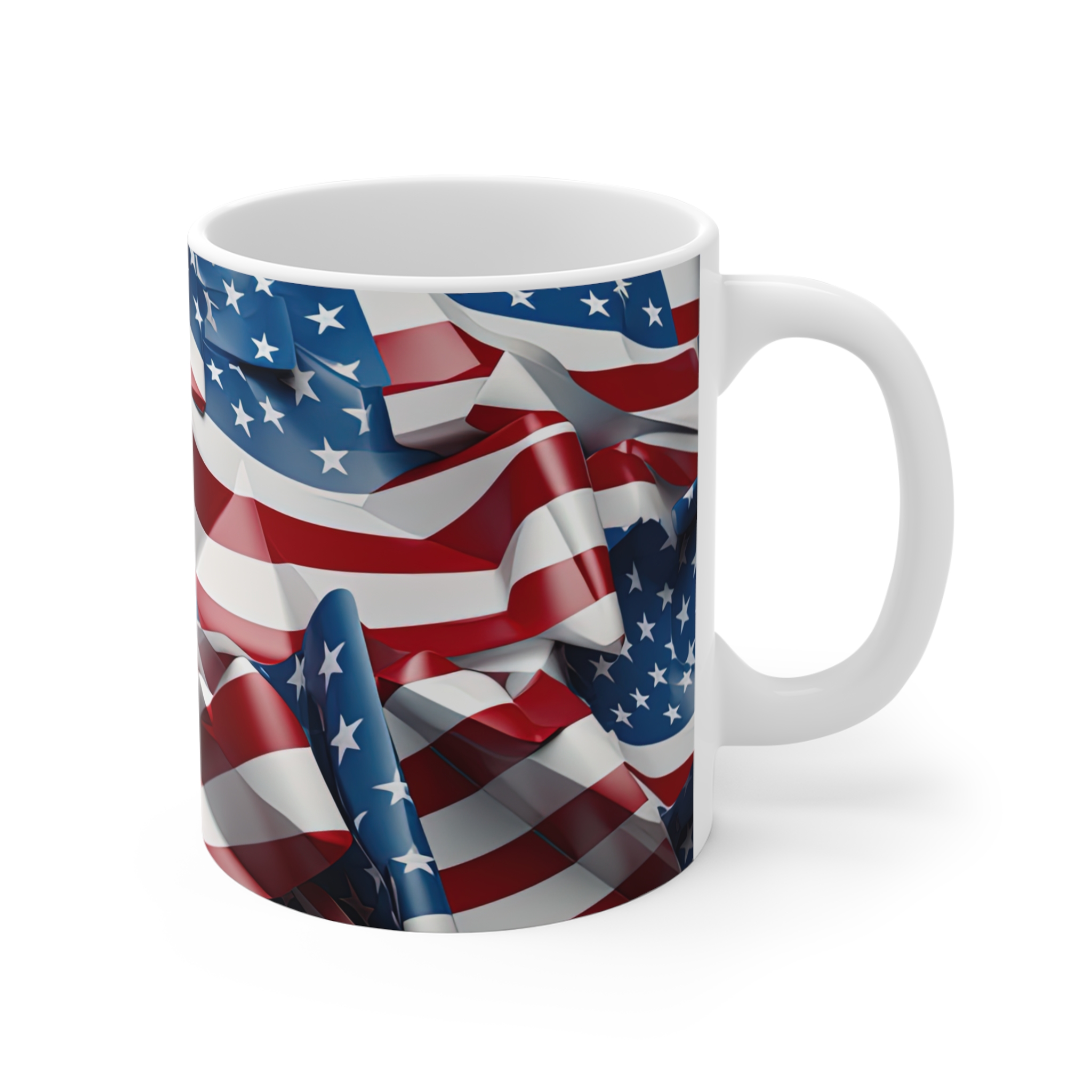 American Flag 11oz Coffee Mug – Patriotic Stars & Stripes Drinkware for Fourth of July - Image 3