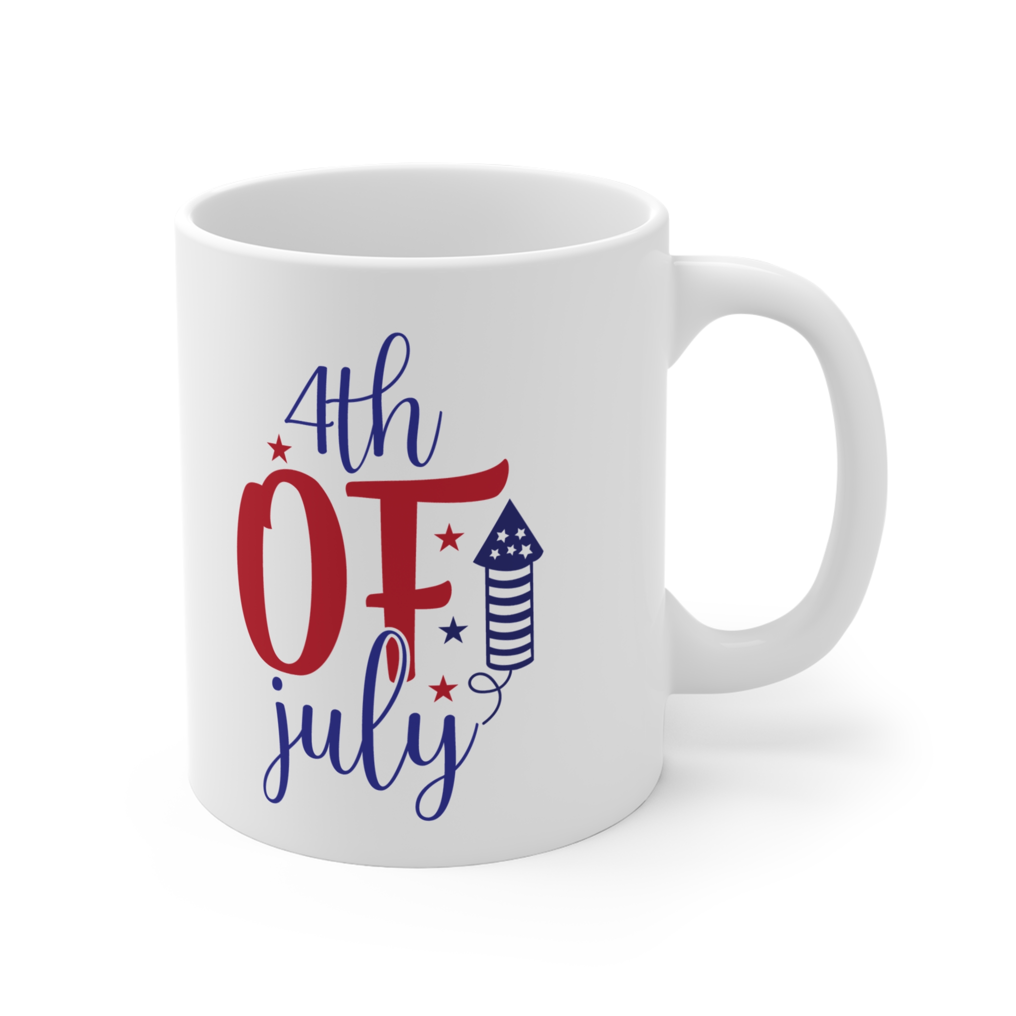 4th of July Mug – Patriotic 11oz Ceramic Coffee Cup with Firework Design - Image 4