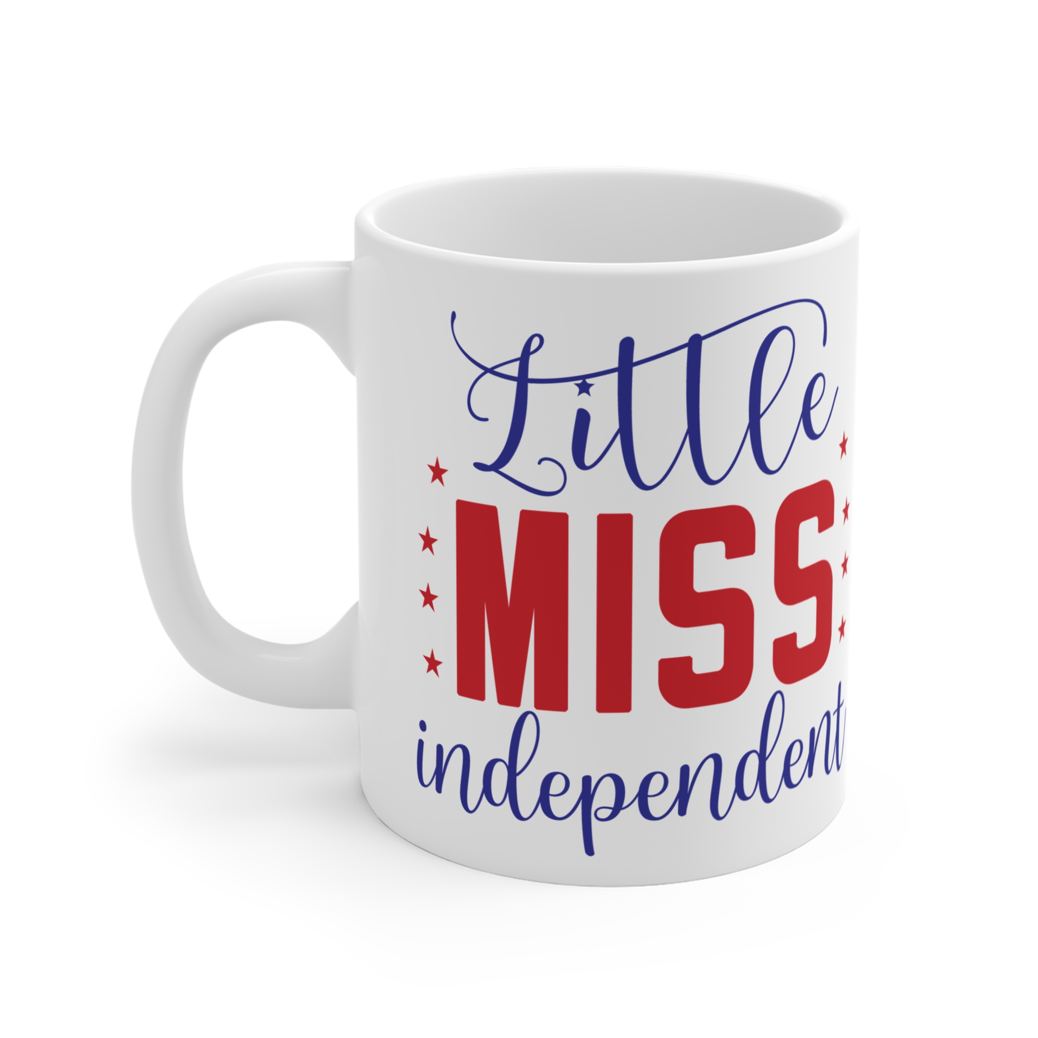 Little Miss Independent 11oz Coffee Mug — Patriotic Red & Blue Gift - Image 3