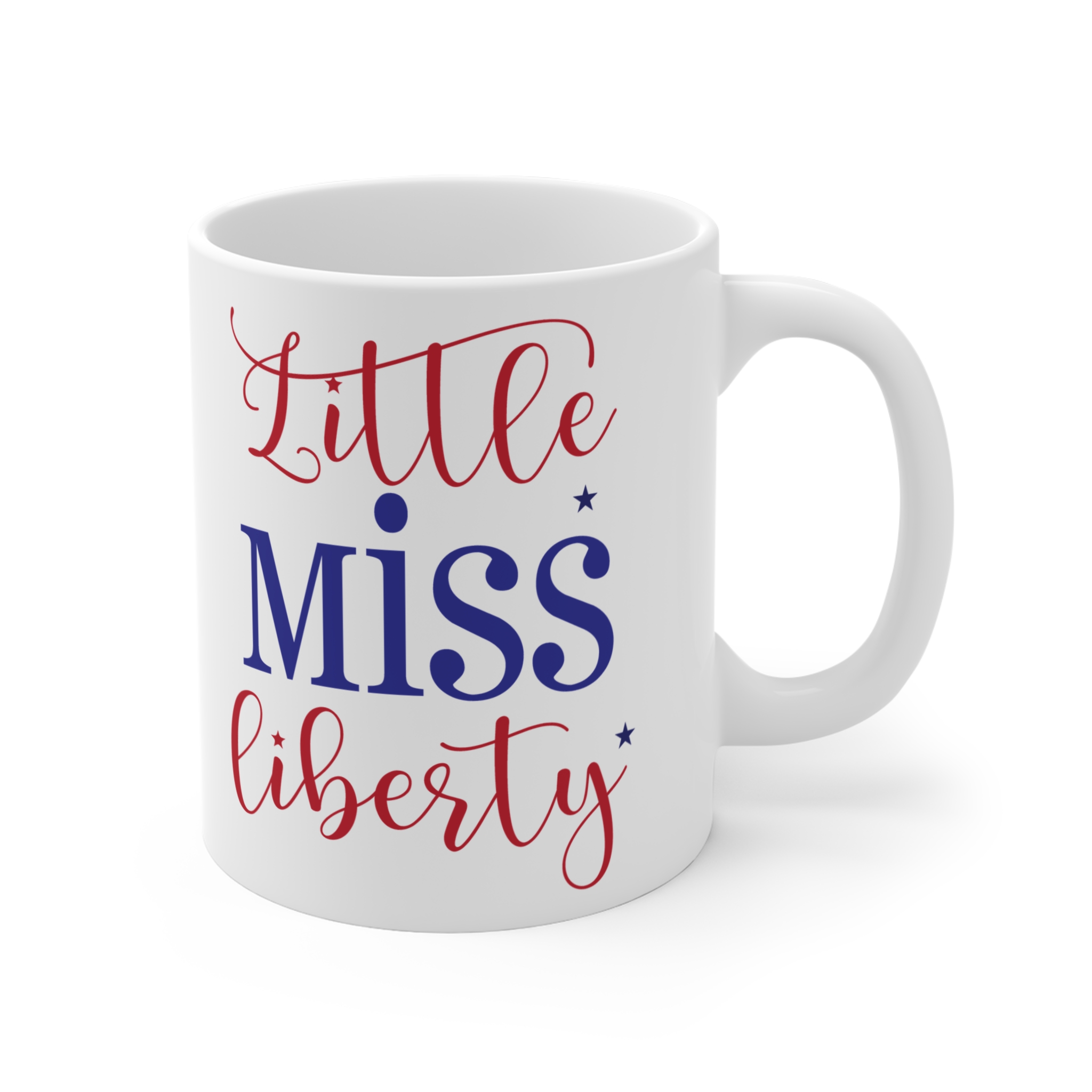 Little Miss Liberty 11oz Ceramic Mug — Patriotic Red & Blue Coffee Cup - Image 4