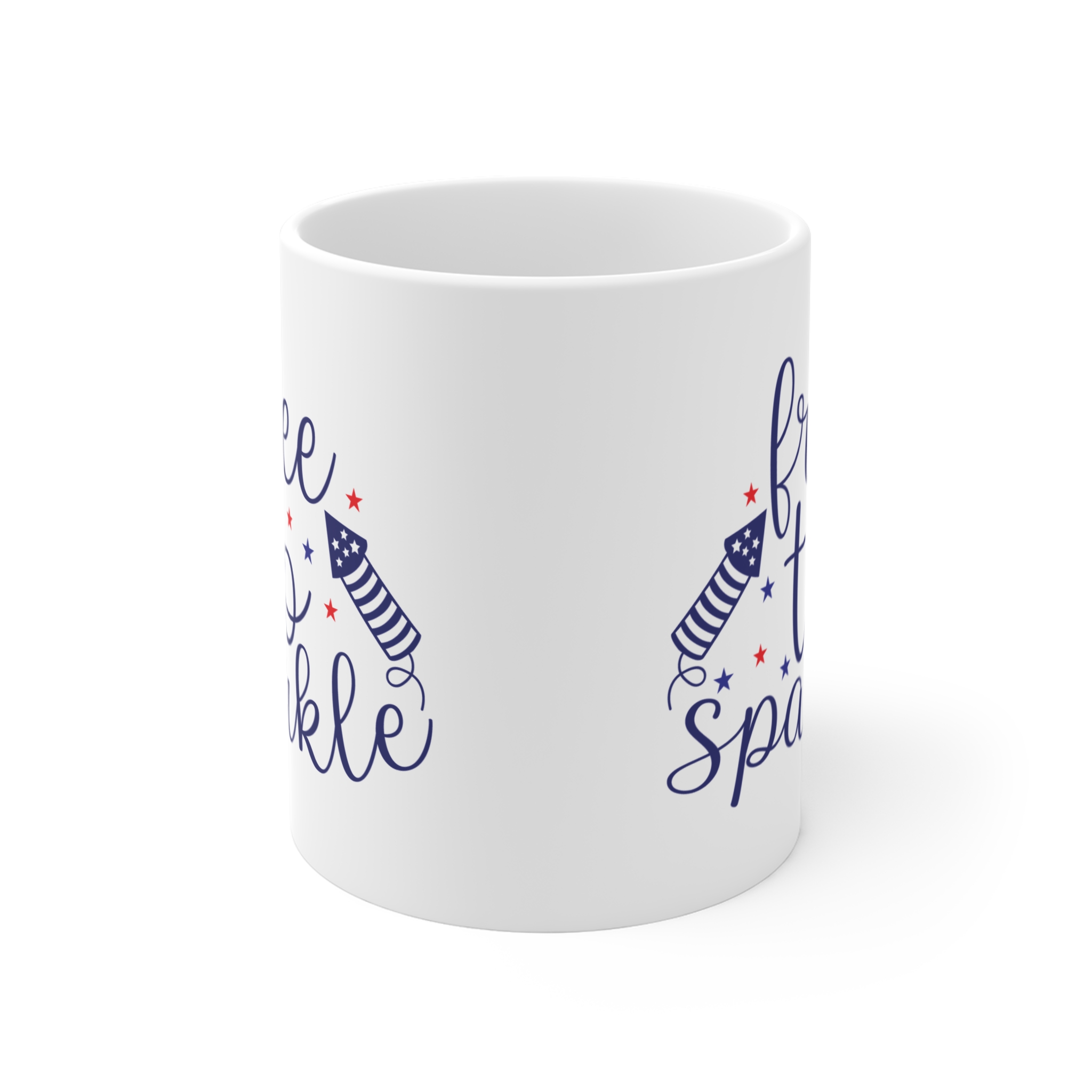 Free to Sparkle Mug — 11oz Patriotic Fireworks Coffee Cup - Image 2